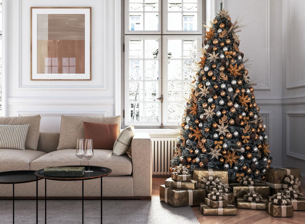Fox Christmas Tree Beautiful Living Room Vinyl Backdrop Photography