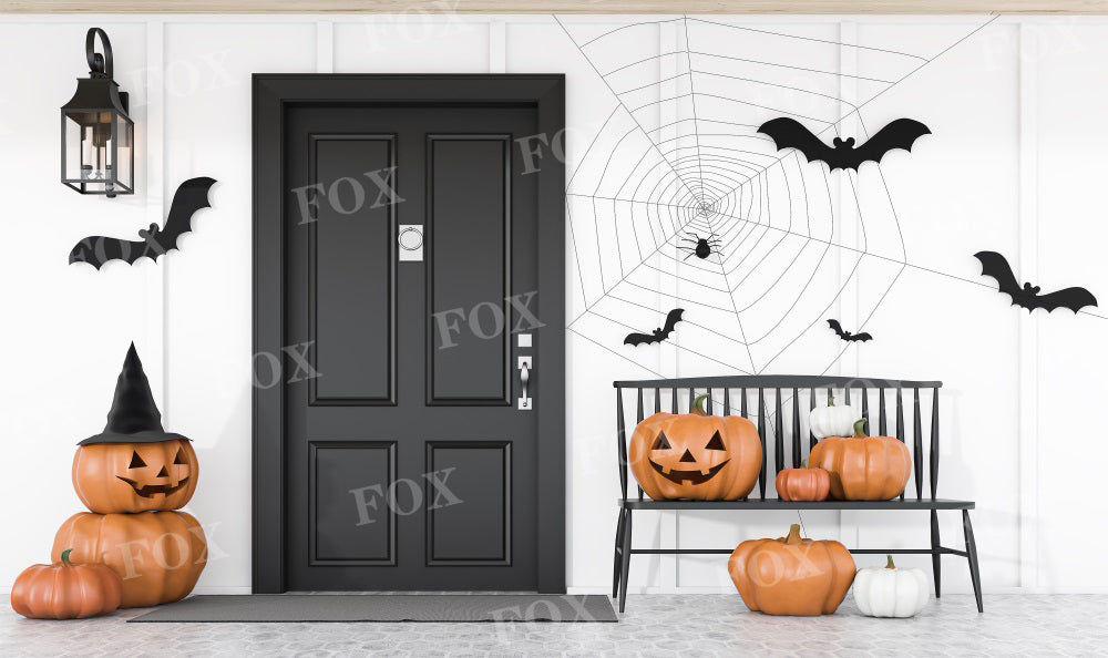Fox Halloween Indoor Photography Bat Pumpkin Vinyl Backdrop