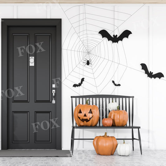 Fox Halloween Indoor Photography Bat Pumpkin Vinyl Backdrop