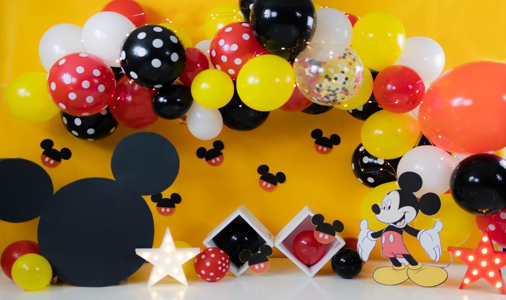 Fox Birthday Mickey and Minnie Vinyl/Fabric Backdrop Designed by Kayla Miller