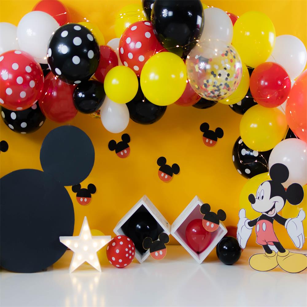 Fox Birthday Mickey and Minnie Vinyl/Fabric Backdrop Designed by Kayla Miller
