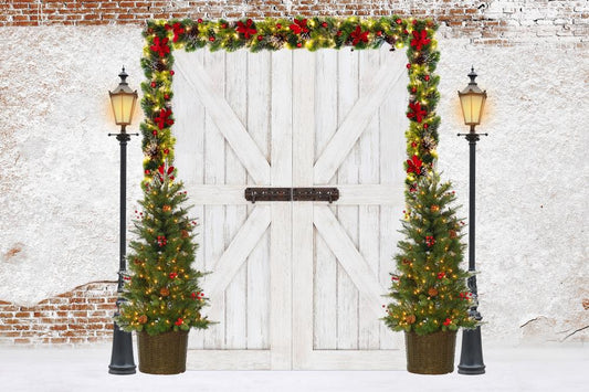 Fox White Christmas Photography Vinyl Backdrop