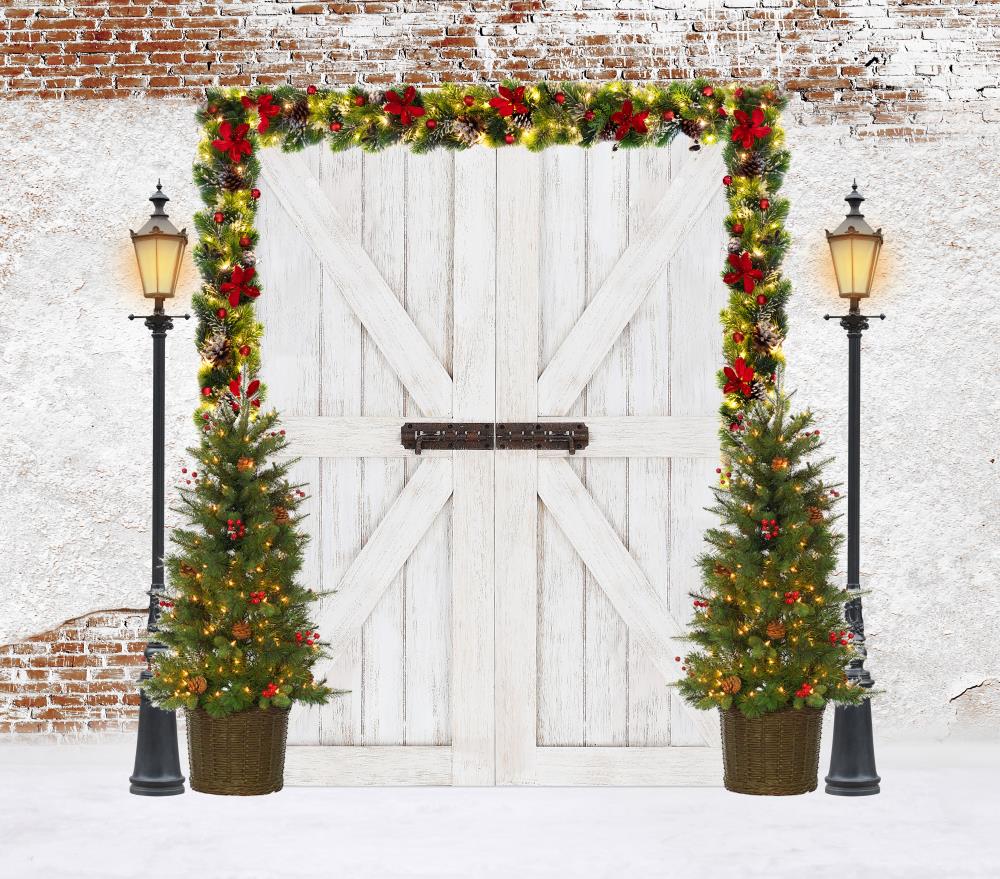 Fox White Christmas Photography Vinyl Backdrop