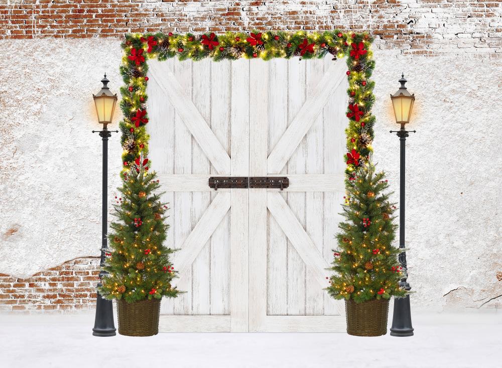 Fox White Christmas Photography Vinyl Backdrop
