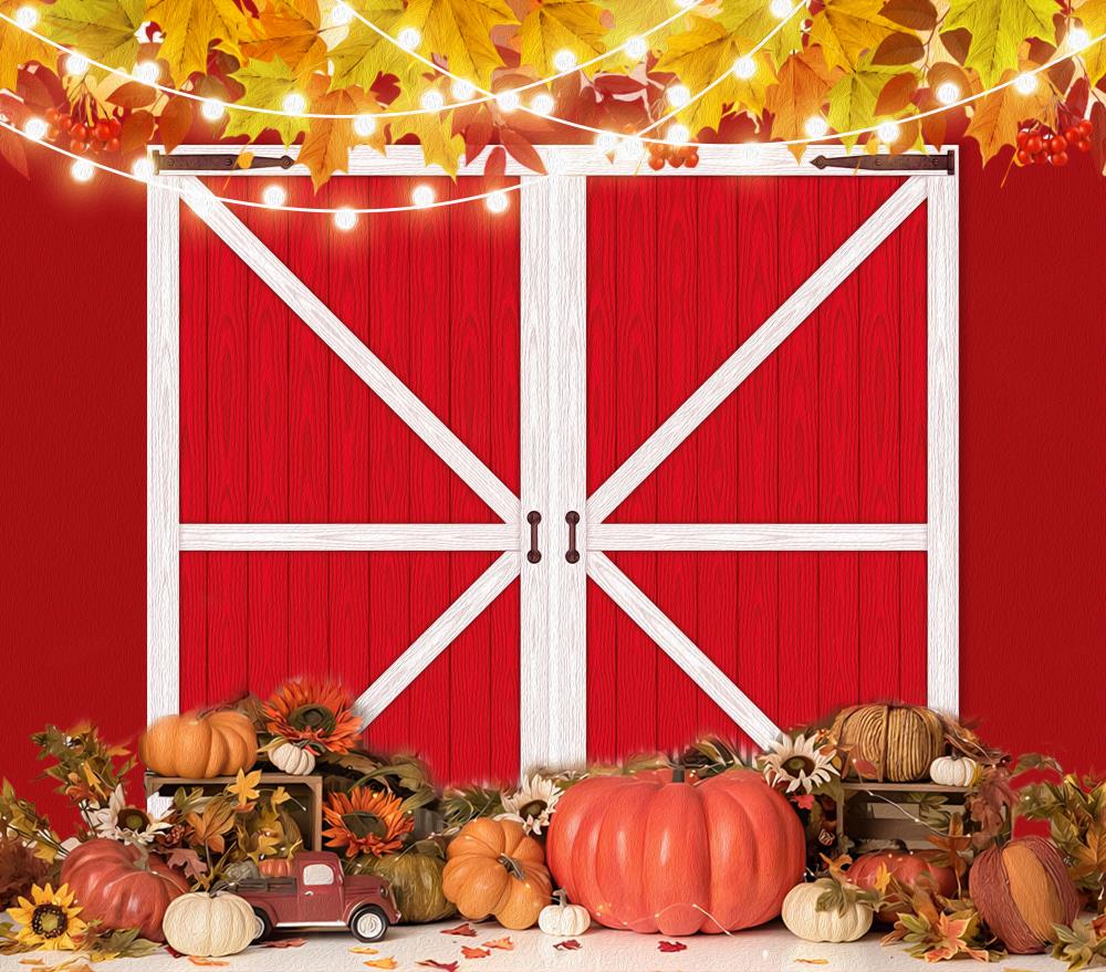 Fox Autumn Farmhouse Barn Sunflower Pumpkin Thanksgiving Vinyl Backdrop