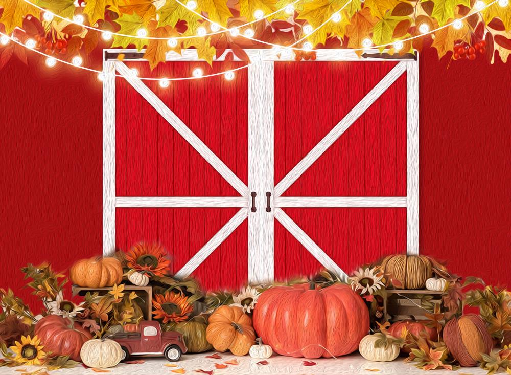 Fox Autumn Farmhouse Barn Sunflower Pumpkin Thanksgiving Vinyl Backdrop