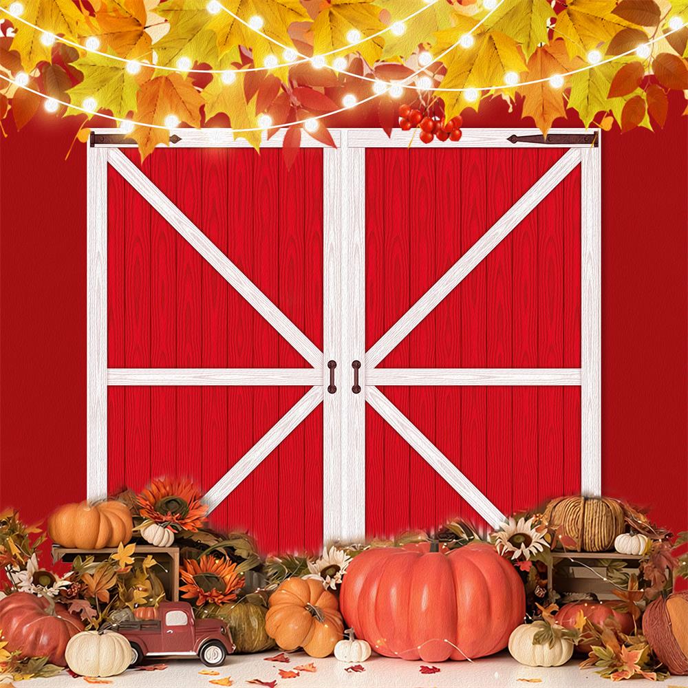 Fox Autumn Farmhouse Barn Sunflower Pumpkin Thanksgiving Vinyl Backdrop