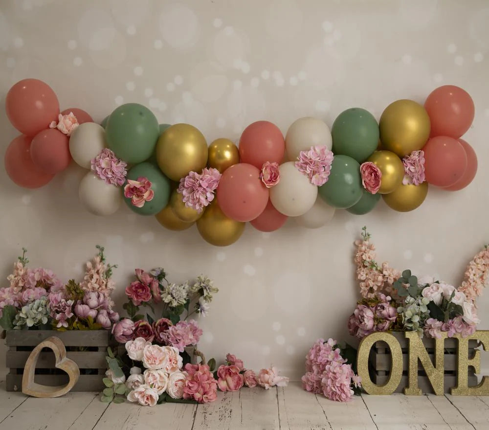 RTS Fox Cakesmash Birthday Rose Flower Fabric Backdrop Designed by Blanca Perez