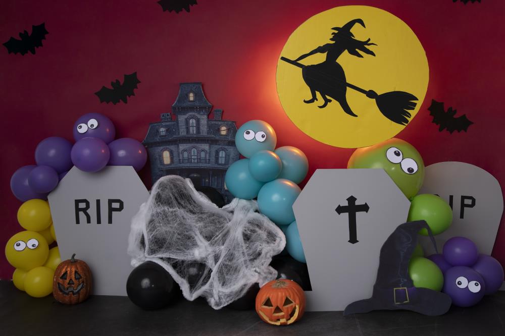 Fox Halloween Cartoon Castle Vinyl/Fabric Backdrop Designed by Blanca Perez