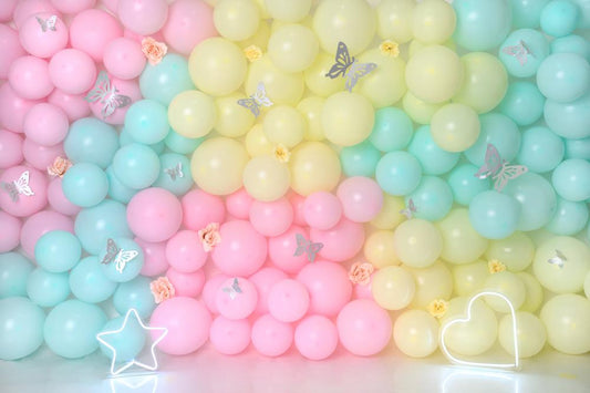 Fox Macron Balloon Butterfly Cakesmash Birthday Vinyl Backdrop Designed by Claudia Uribe