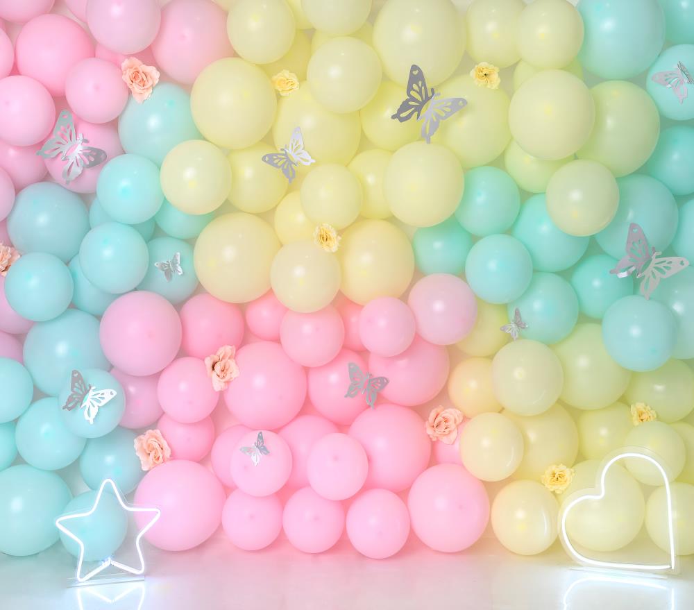 Fox Macron Balloon Butterfly Cakesmash Birthday Vinyl Backdrop Designed by Claudia Uribe