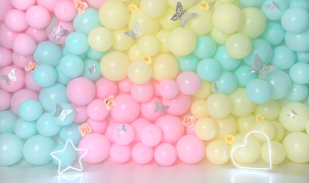 Fox Macron Balloon Butterfly Cakesmash Birthday Vinyl Backdrop Designed by Claudia Uribe