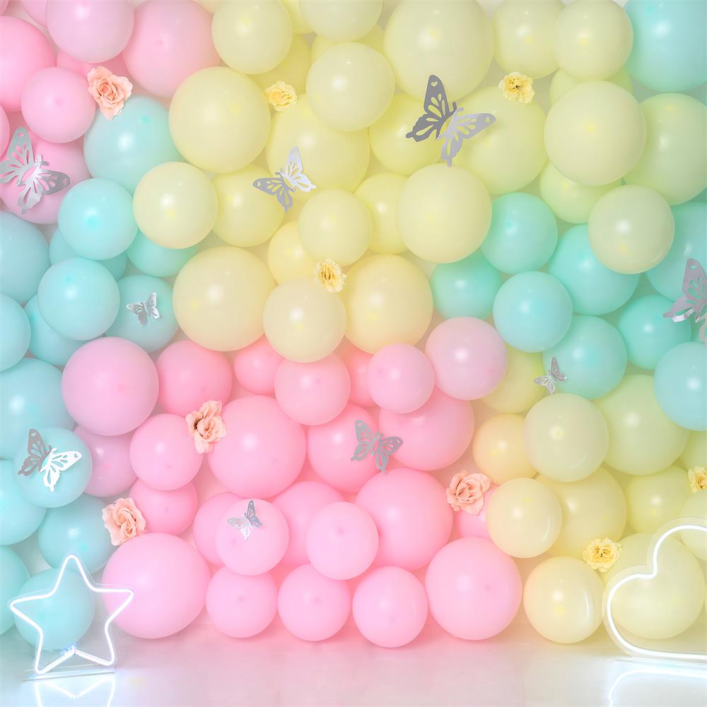Fox Macron Balloon Butterfly Cakesmash Birthday Vinyl Backdrop Designed by Claudia Uribe