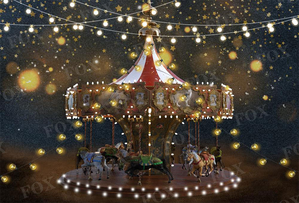 Fox Circus Carousel Amusement Park Vinyl Backdrops