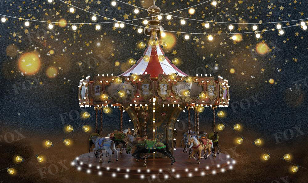 Fox Circus Carousel Amusement Park Vinyl Backdrops