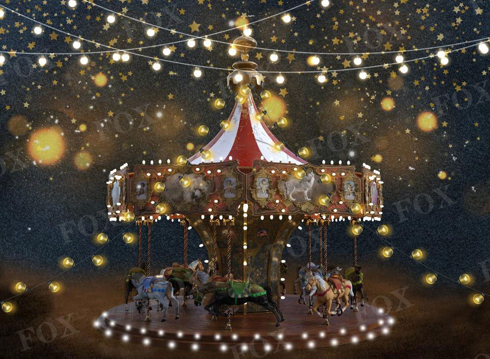 Fox Circus Carousel Amusement Park Vinyl Backdrops