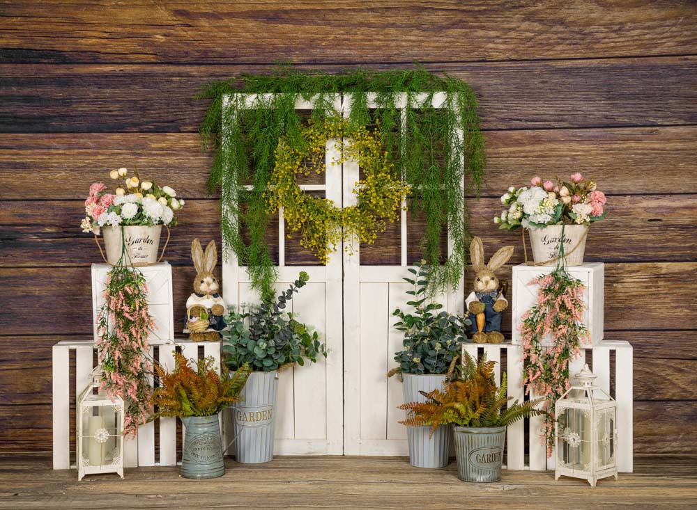 Fox Easter Bunny Spring Vinyl Photography Backdrop
