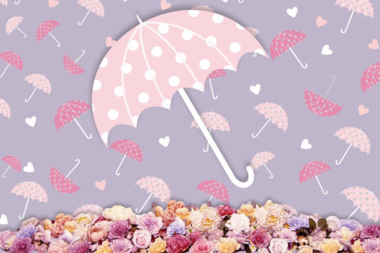 Fox Valentine's Day Pink Umbrella Vinyl Backdrop Designed by JT photography