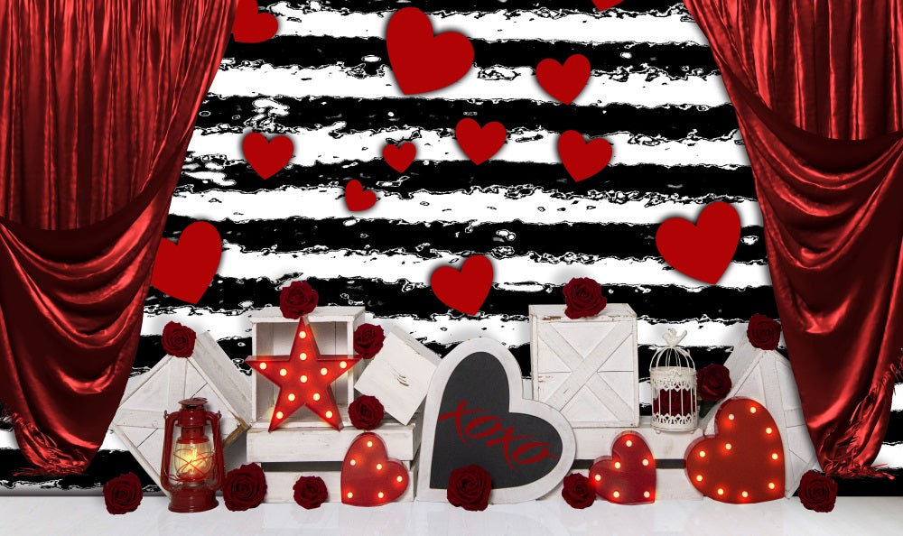 Fox Valentine's Day Stage Vinyl Backdrop Designed by JT photography