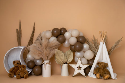 Fox Boho Rainbow Birthday Vinyl Backdrop Designed by Blanca Perez