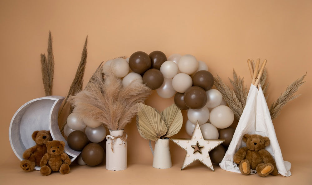 Fox Boho Rainbow Birthday Vinyl Backdrop Designed by Blanca Perez