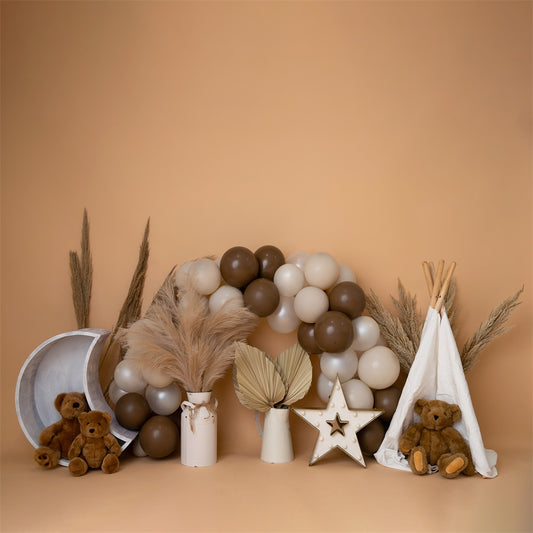 Fox Boho Rainbow Birthday Vinyl Backdrop Designed by Blanca Perez