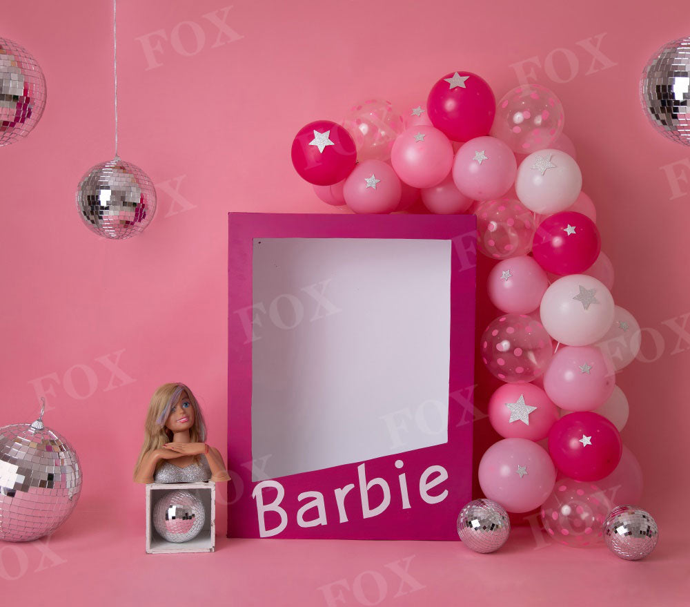 Fox Pink Barbie Birthday Vinyl/Fabric Backdrop Designed by Blanca Perez