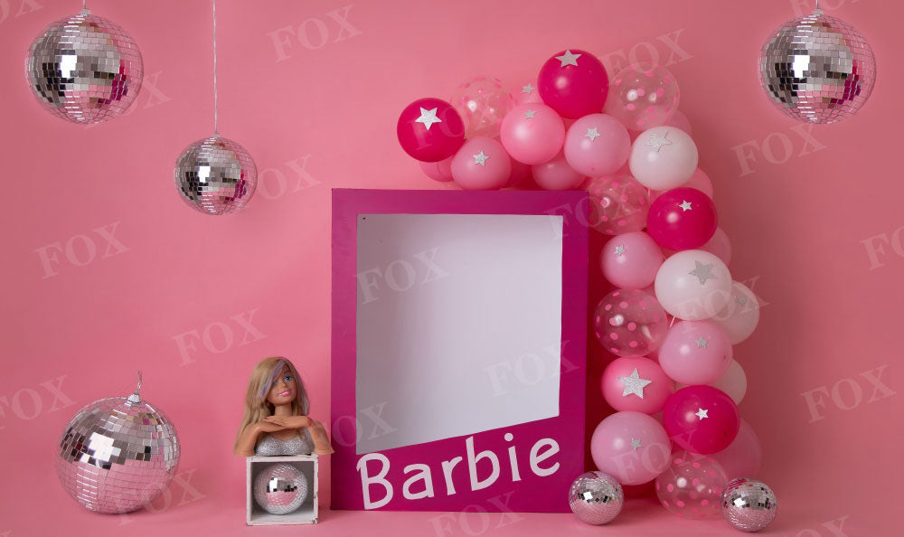 Fox Pink Barbie Birthday Vinyl/Fabric Backdrop Designed by Blanca Perez