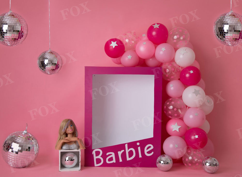 Fox Pink Barbie Birthday Vinyl/Fabric Backdrop Designed by Blanca Perez