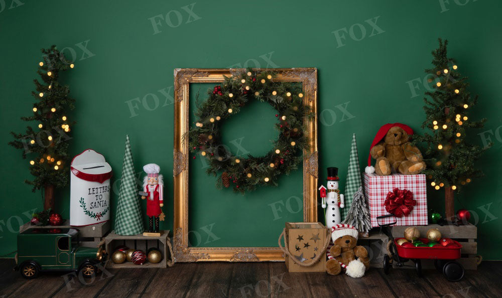 Fox Christmas Toy Bear Vinyl Backdrop Designed by Blanca Perez