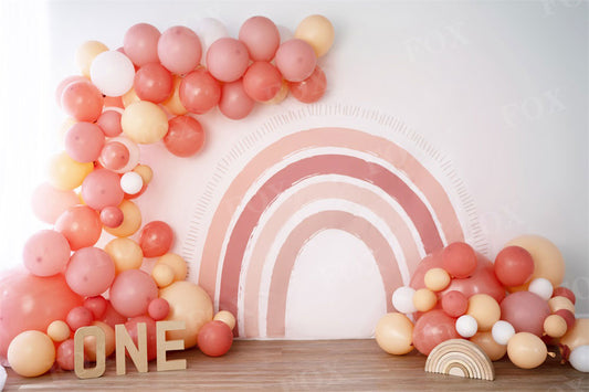 Fox Boho Rainbow Birthday Cakesmash Vinyl Backdrop Design by Kali