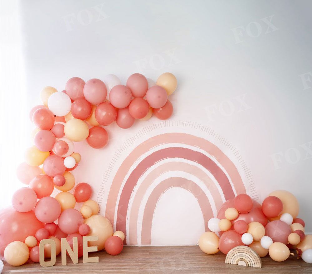 Fox Boho Rainbow Birthday Cakesmash Vinyl Backdrop Design by Kali