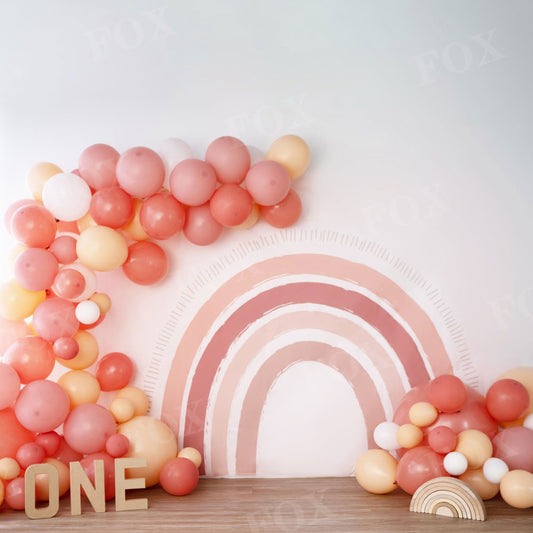 Fox Boho Rainbow Birthday Cakesmash Vinyl Backdrop Design by Kali