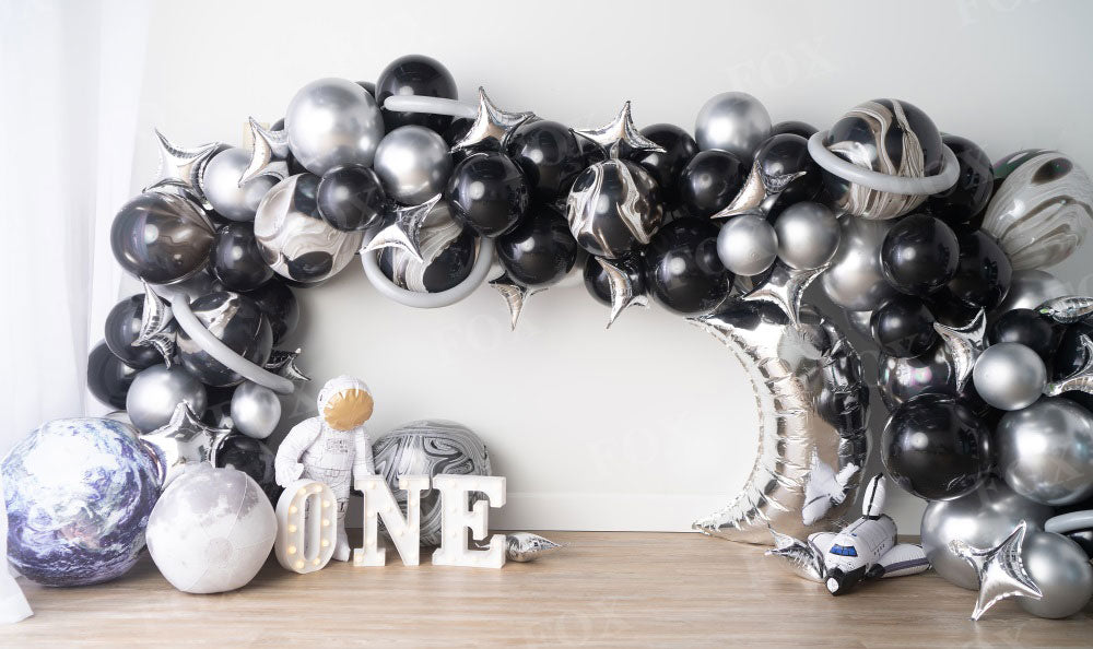 Fox Outerspace Alien Birthday Vinyl Backdrop Design by Kali