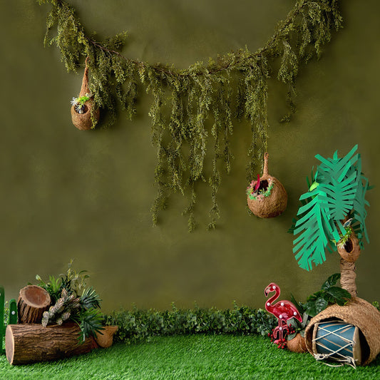 Fox Into the Jungle World Spring Cakesmash Birthday Vinyl Backdrop