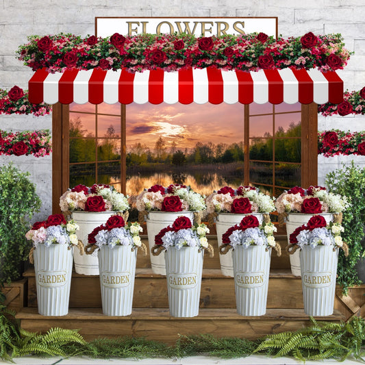 Fox Valentine's Day Window Photography Flowers Vinyl Backdrop