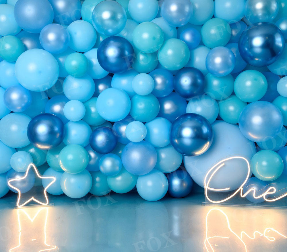 Fox Balloon Wall Cake Smash Birthday Boy Vinyl Backdrop Designed by Claudia Uribe