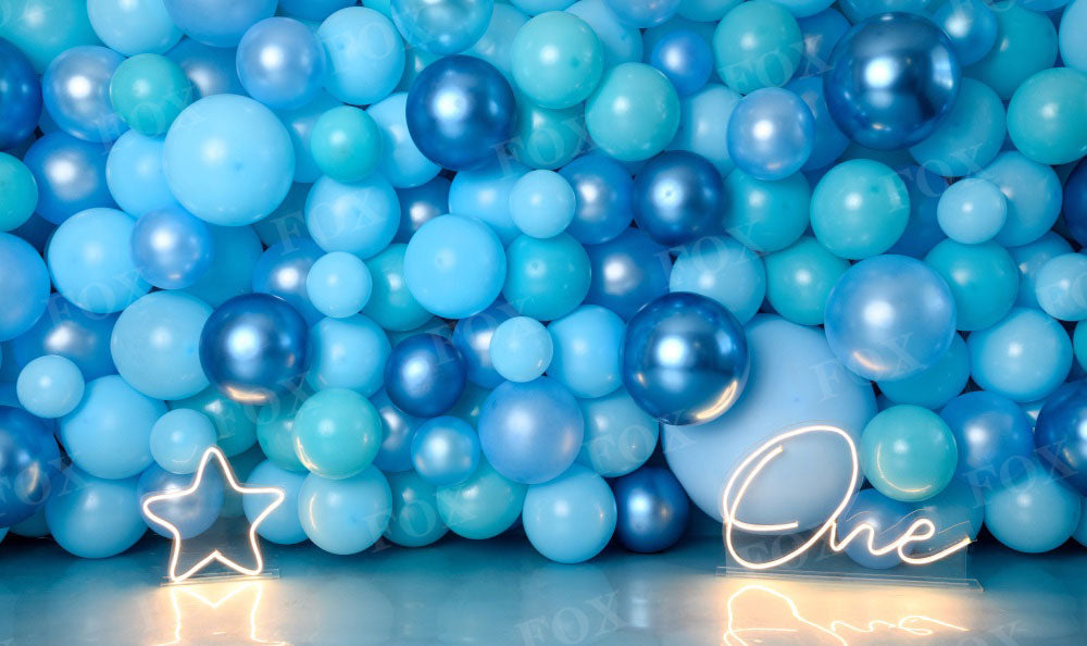 Fox Balloon Wall Cake Smash Birthday Boy Vinyl Backdrop Designed by Claudia Uribe