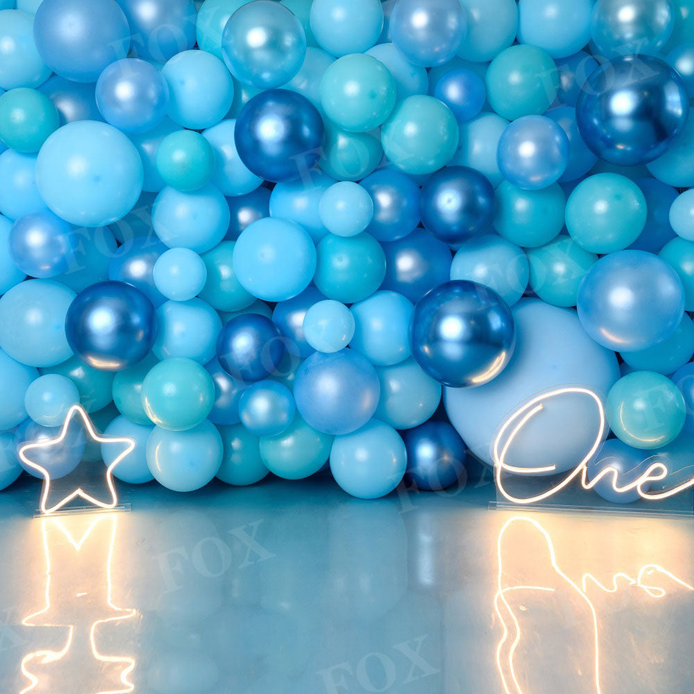 Fox Balloon Wall Cake Smash Birthday Boy Vinyl Backdrop Designed by Claudia Uribe