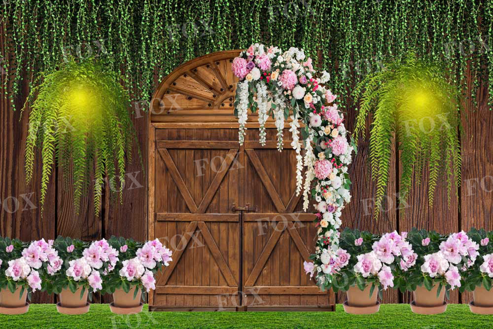 Fox Spring Door Farm Flowers Roses Plant Vinyl/Fabric Backdrop
