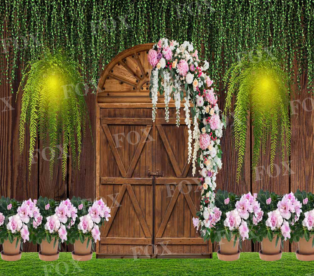 Fox Spring Door Farm Flowers Roses Plant Vinyl/Fabric Backdrop