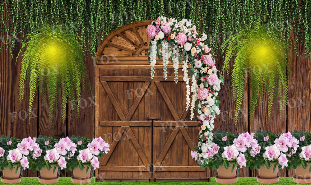Fox Spring Door Farm Flowers Roses Plant Vinyl/Fabric Backdrop