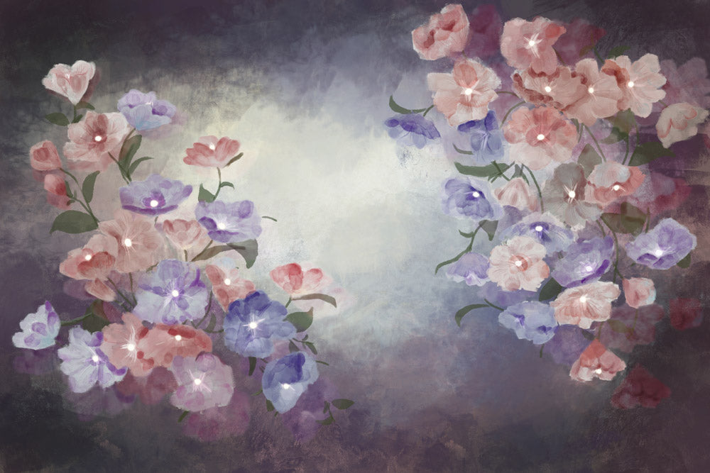 Fox Watercolor Floral Fabric/Vinyl Backdrops