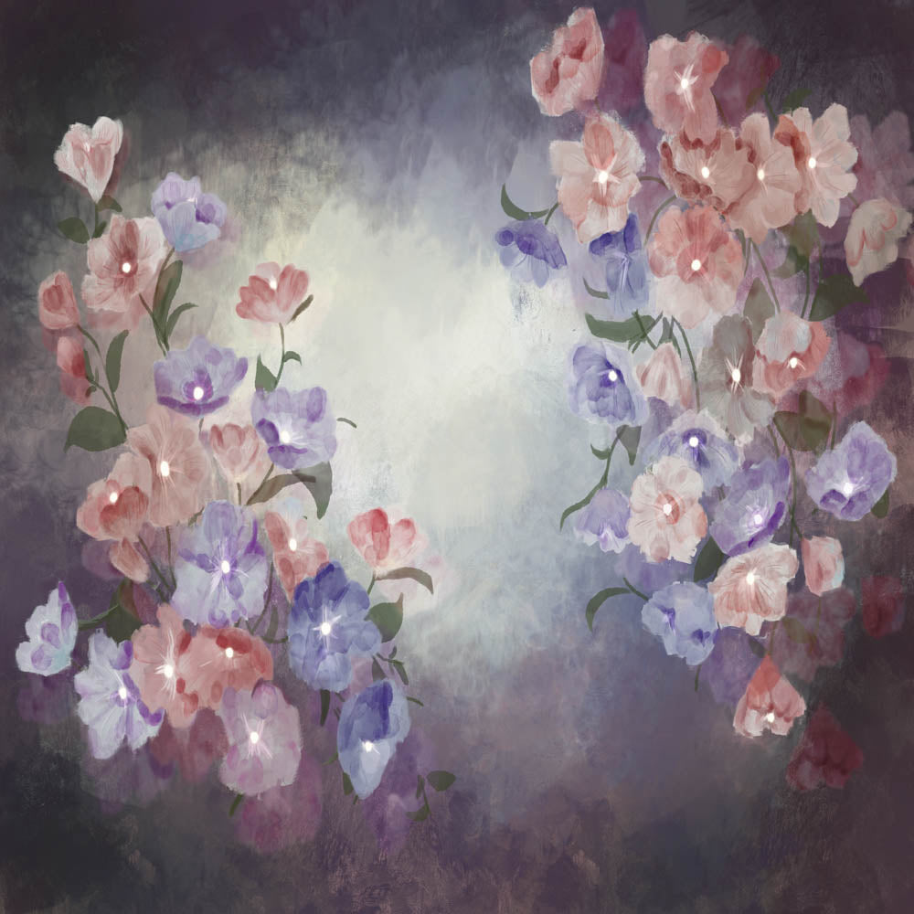 Fox Watercolor Floral Fabric/Vinyl Backdrops