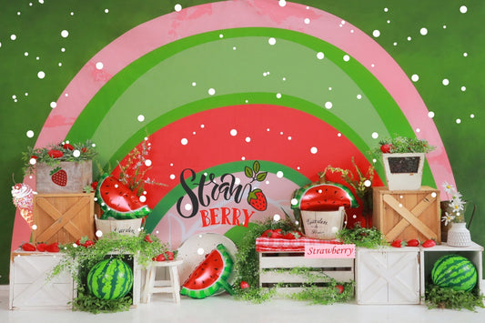 Fox Summer Watermelon Rainbow Cake Smash Vinyl Backdrop