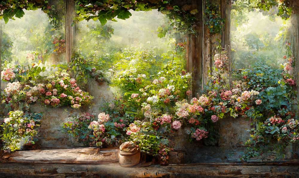 Fox Spring Garden Flowers Vinyl Backdrop