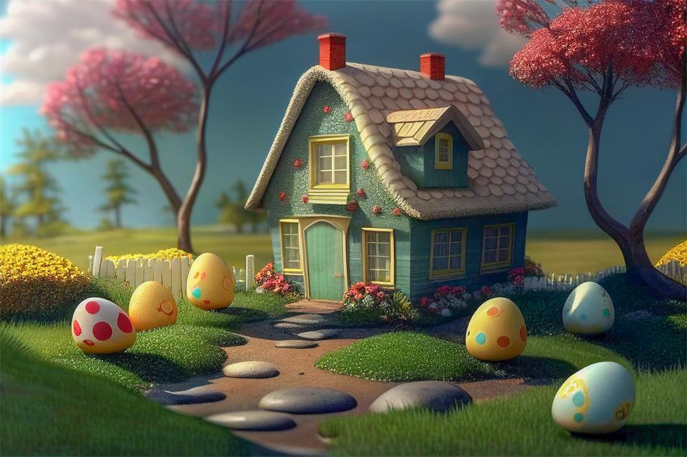 Fox Easter House Vinyl/Fabric Backdrop Designed by Blanca Perez