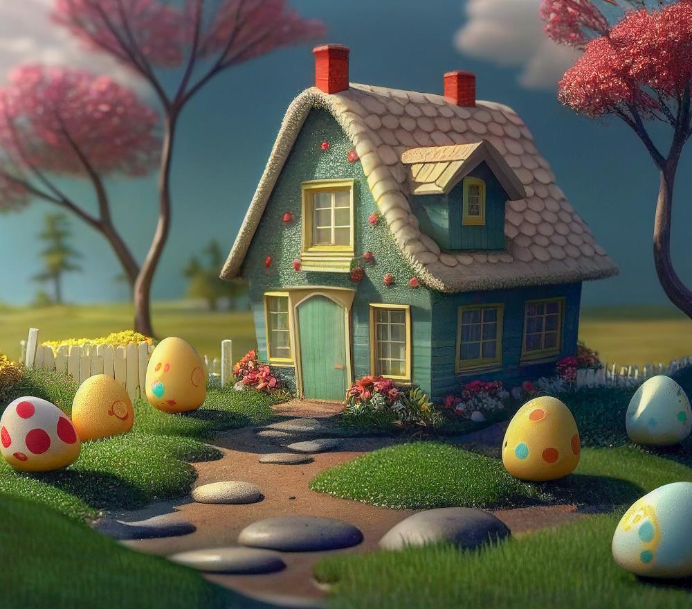 Fox Easter House Vinyl/Fabric Backdrop Designed by Blanca Perez