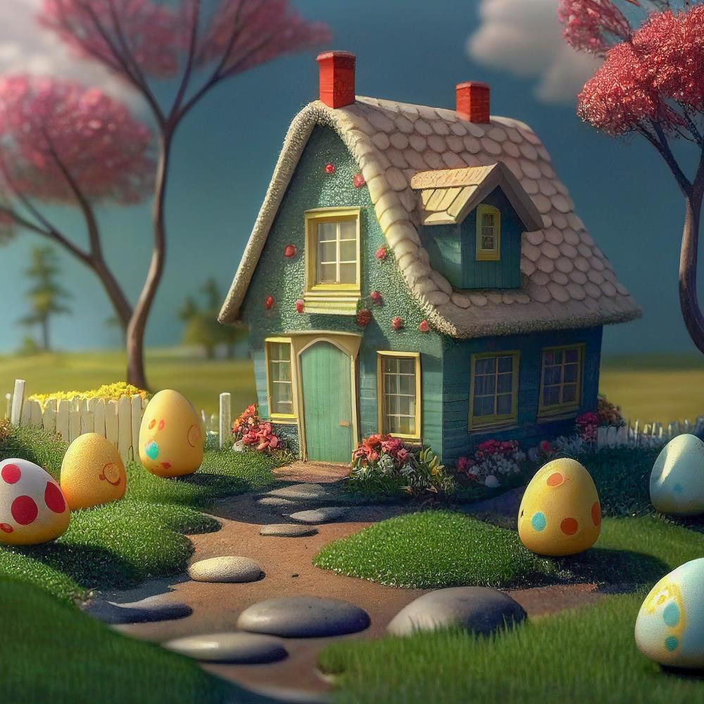 Fox Easter House Vinyl/Fabric Backdrop Designed by Blanca Perez