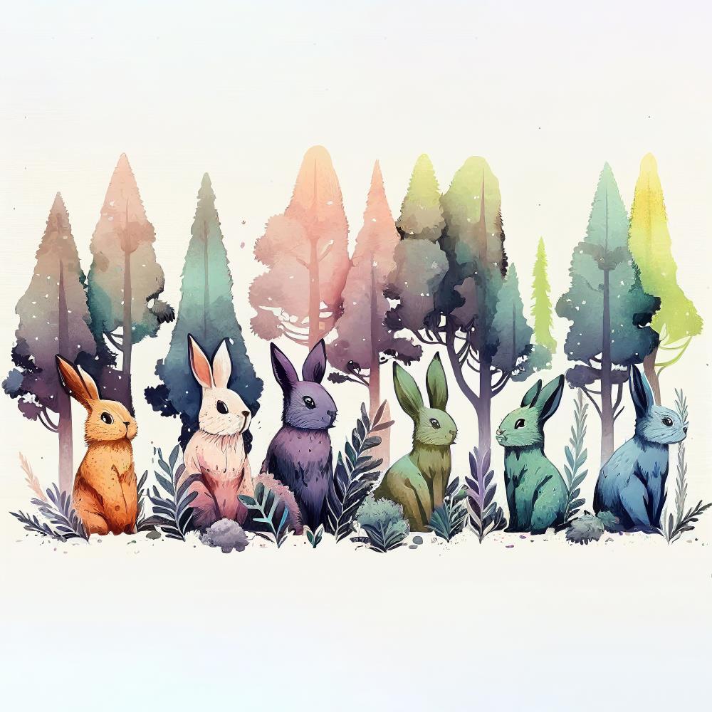 Fox Easter Watercolor Bunnies Vinyl/Fabric Backdrop Designed by Blanca Perez